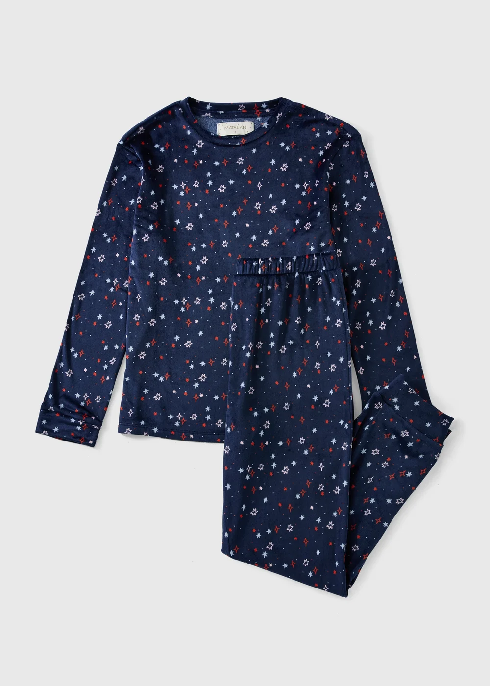 Navy Fleeced Star Print Pyjamas - XS Image 1