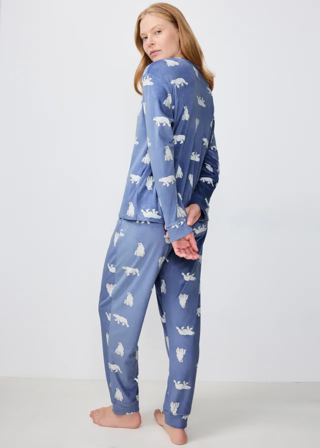 Blue Polar Bear Fleece Pyjamas