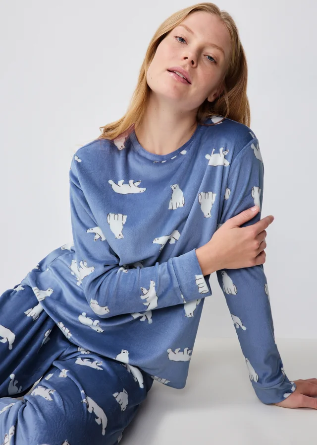 Blue Polar Bear Fleece Pyjamas
