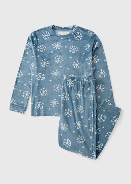 Blue Snowflake Fleece Bundle Pyjama Set - XS Image 4