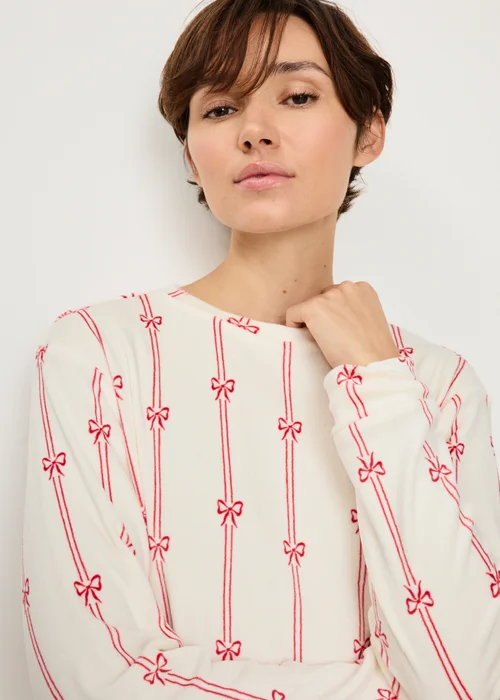 Cream Striped Fleece Pyjama Set - XS Image 3