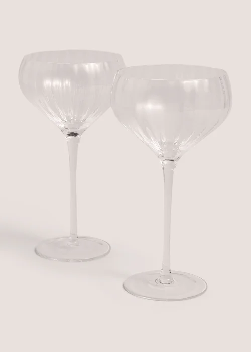 2 Pack Clear Groove Wine Glasses Image 1
