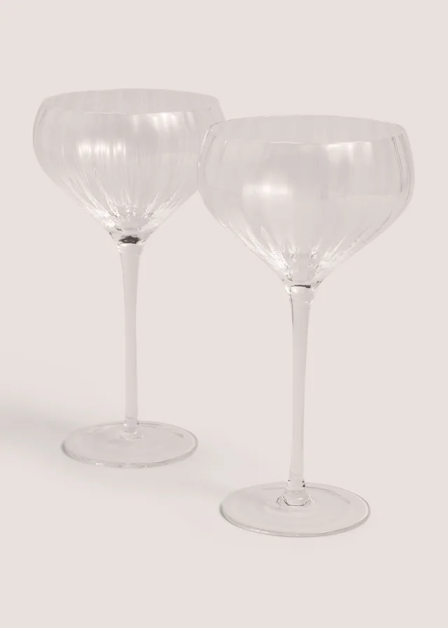 2 Pack Clear Groove Wine Glasses