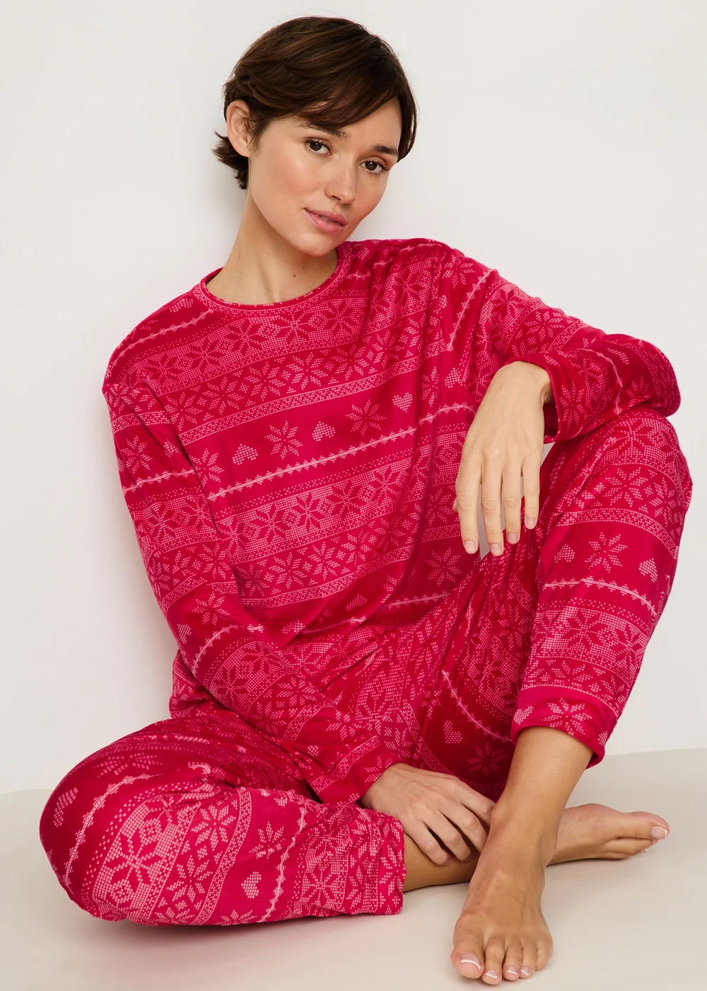 Red Fairisle Fleece Bundle Pyjama Set - XS Image 1