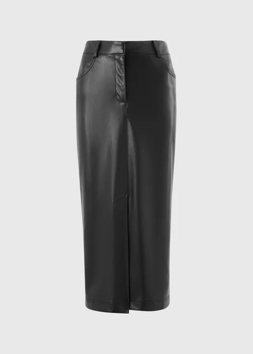 Black Faux Leather Midi Pencil Skirt - 8 Image 5