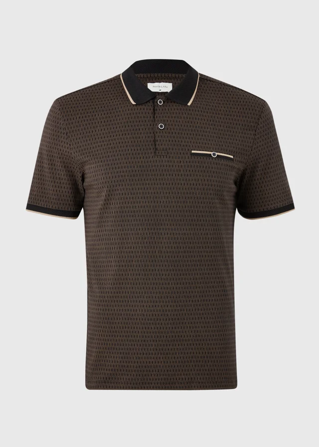 Brown Geo Wave Polo Shirt