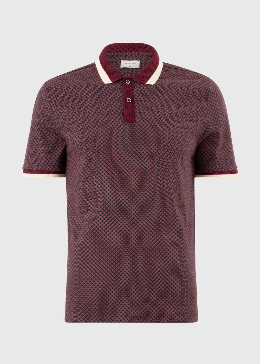 Burgundy Diamond Pattern Polo Shirt - S Image 1