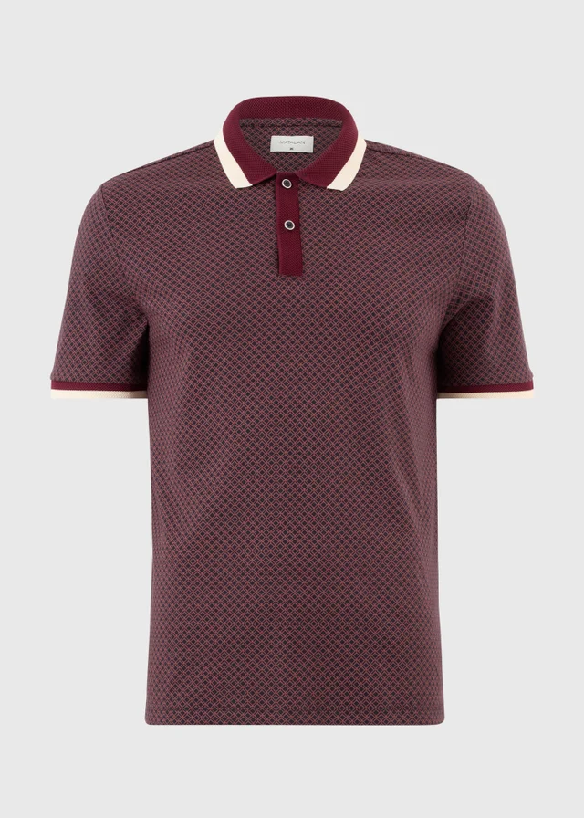 Burgundy Diamond Pattern Polo Shirt