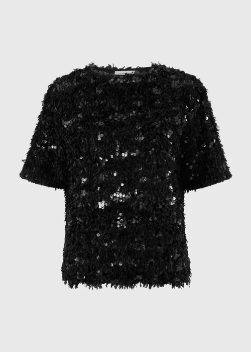 Black Sequin Fluffy Short Sleeve Jumper - 8 Image 5