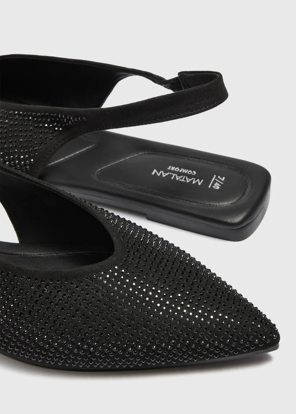 Black Diamanté Slingback Shoes - Size 3 Image 3