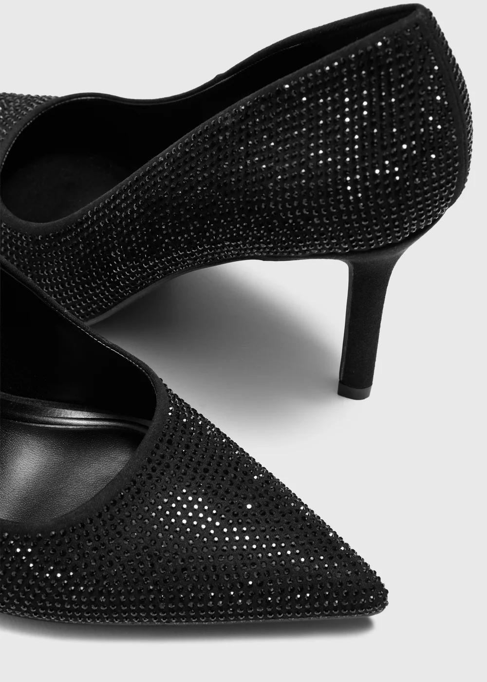 Black Rhinestone Point Court Heels - 3 Image 3