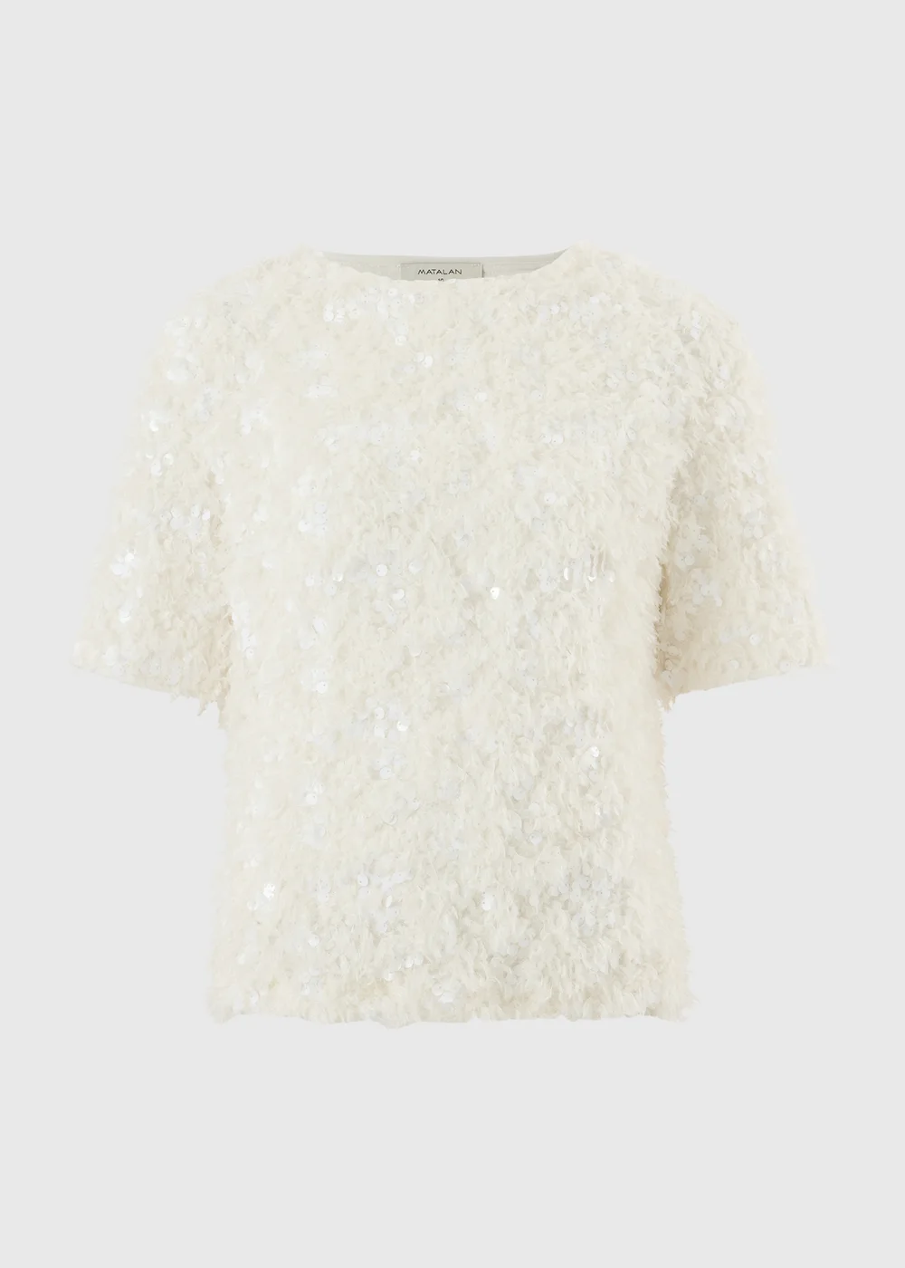 White Fluffy Sequined Top - 8 Image 1