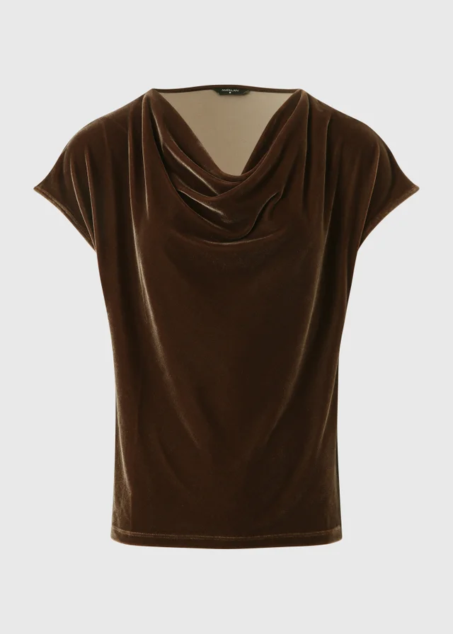 Bronze Velvet Cowl Neck Co Ord Top