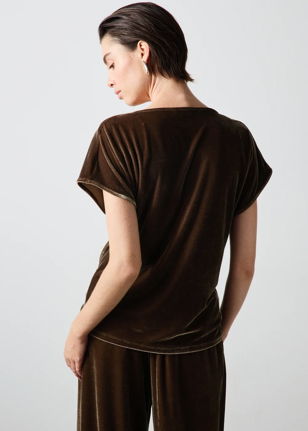 Bronze Velvet Cowl Neck Co Ord Top - 8 Image 2