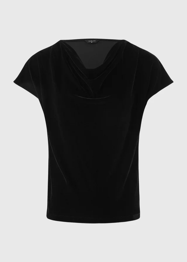 Black Velvet Cowl Neck Co Ord Top