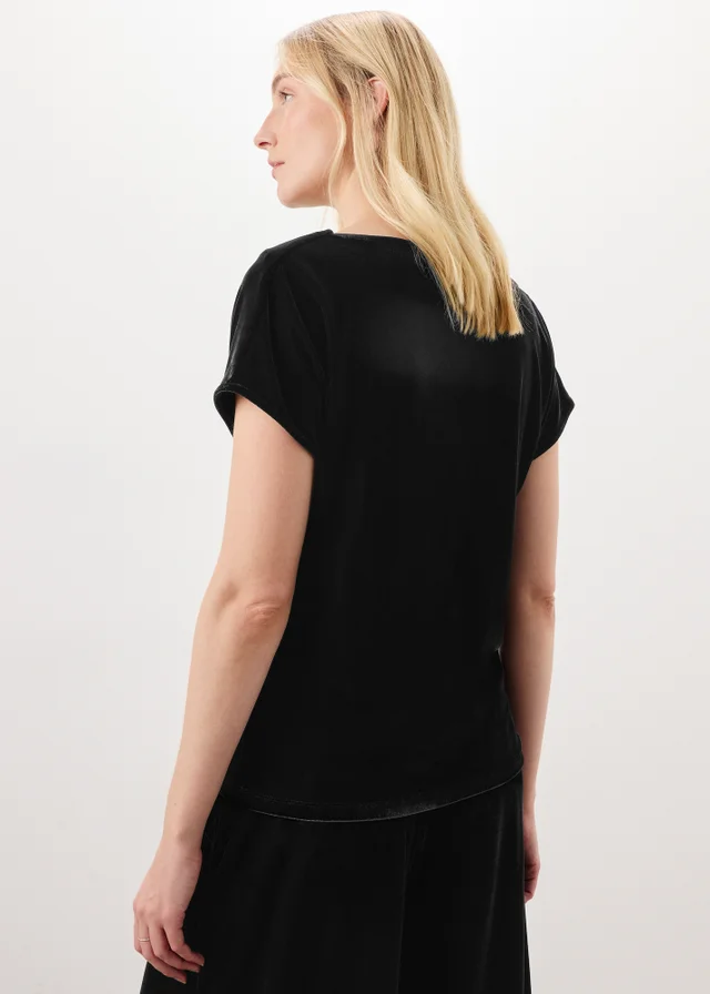 Black Velvet Cowl Neck Co Ord Top