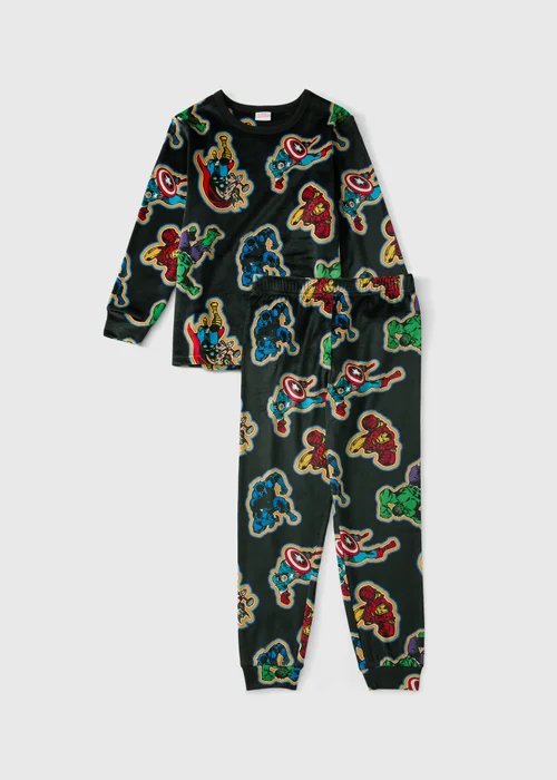 Boys Black Marvel Fleece Pyjamas (3-13 yrs) - 3-4 Yrs Image 1