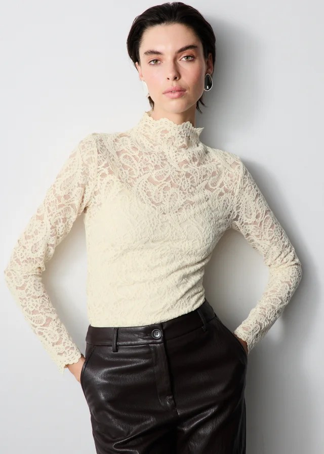 Cream Velvet Lace Top