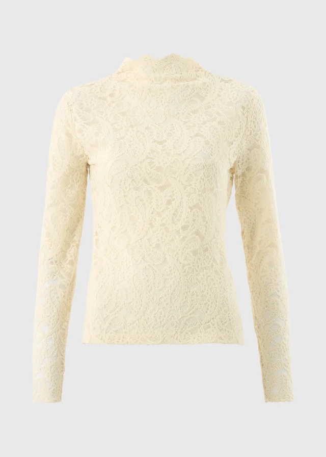 Cream Velvet Lace Top