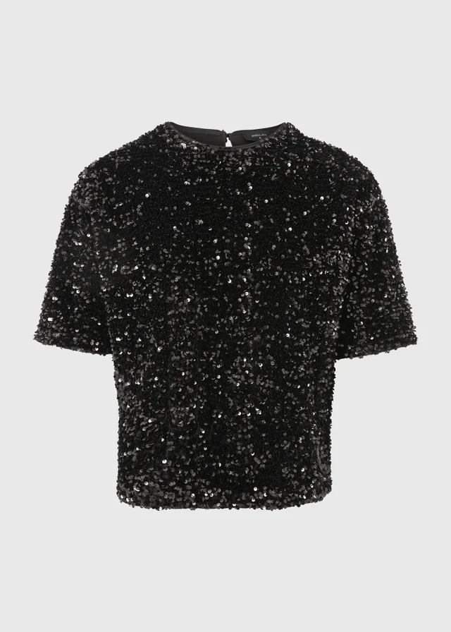 Black Sequin Co Ord Top