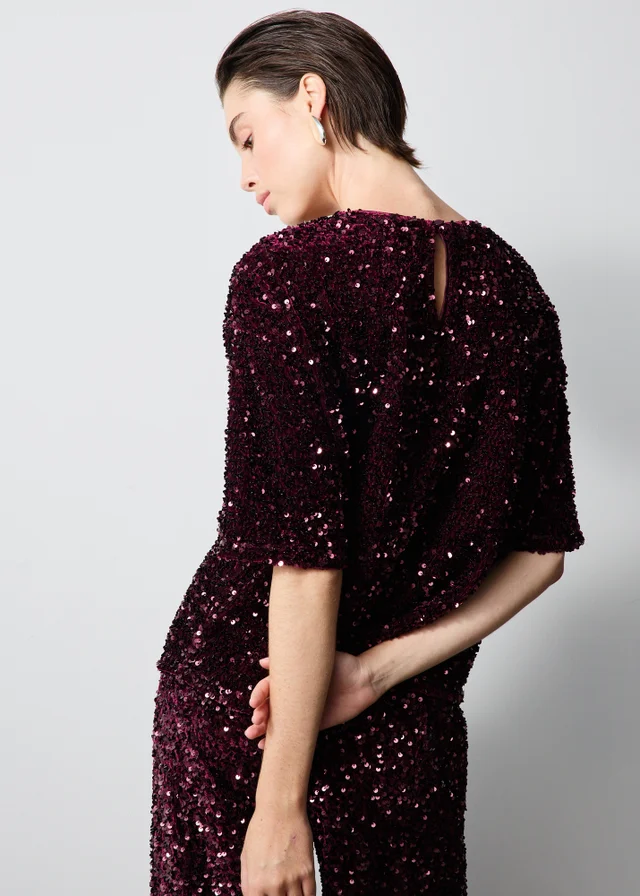 Sequin Short Sleeve Top