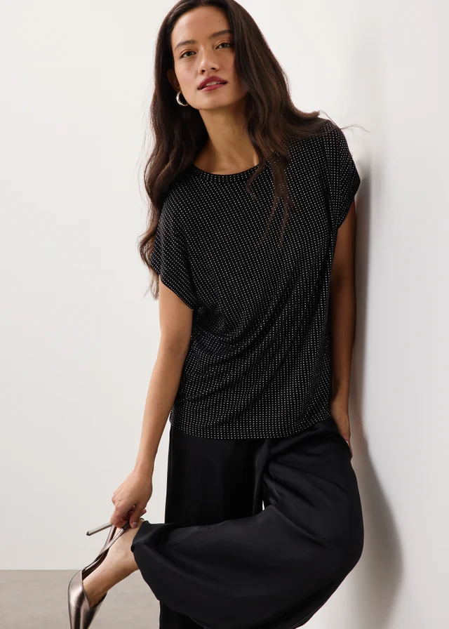 Black Embellished T-Shirt