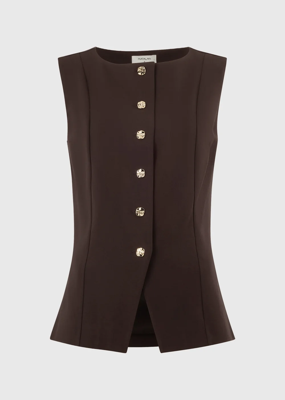 Chocolate Brown Ponte Waistcoat - 8 Image 1