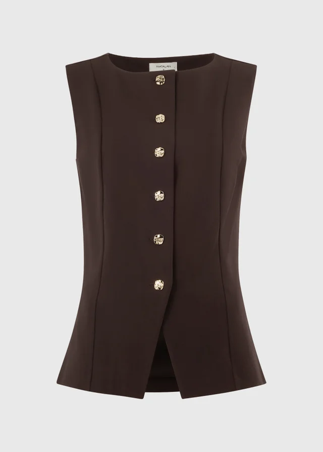 Chocolate Brown Ponte Waistcoat