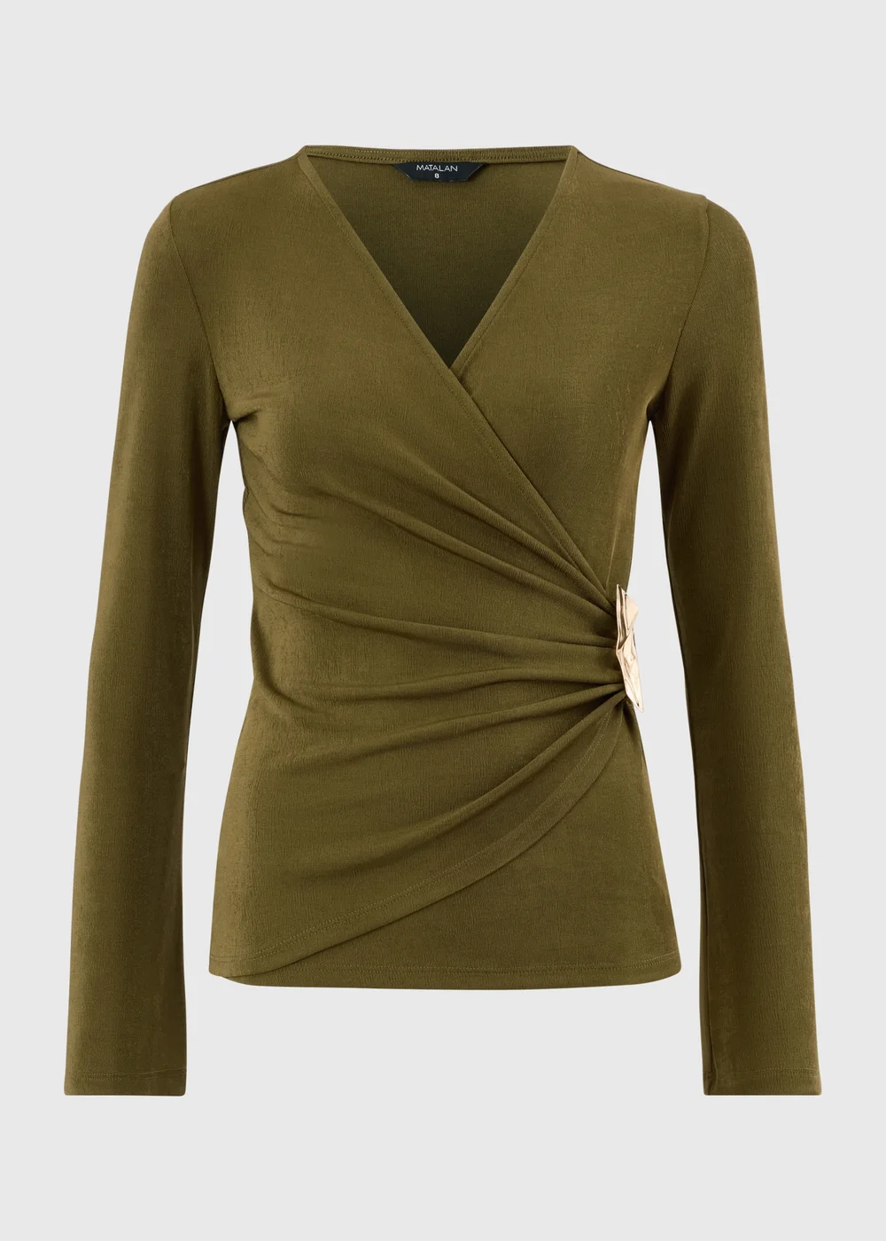 Dark Olive Wrap Front Co Ord Top - 8 Image 1