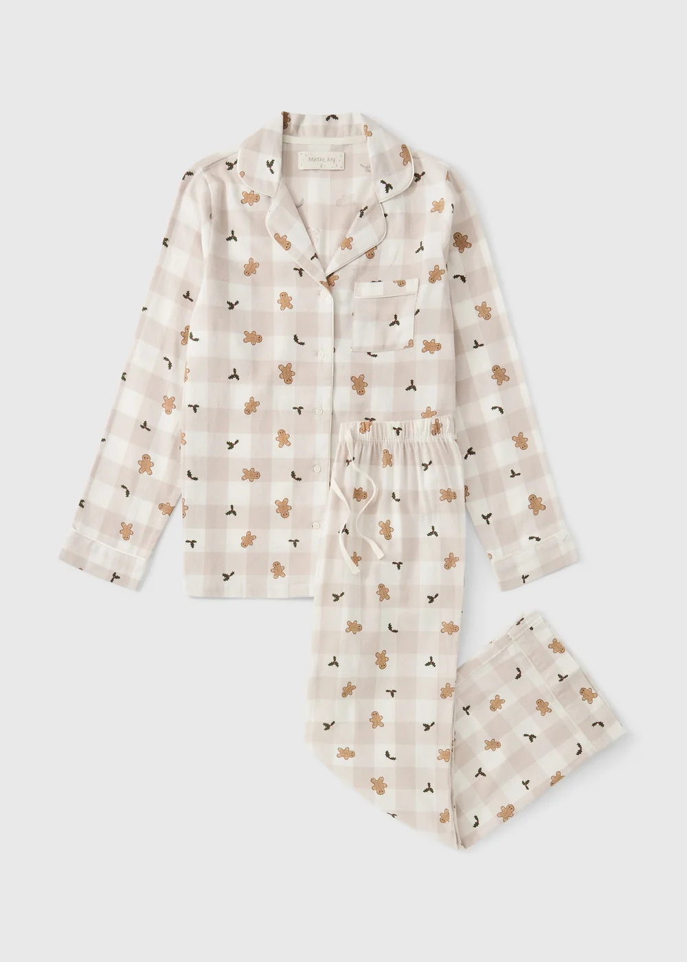 Beige Gingham Gingerbread Matching Family Christmas Pyjamas - 8 Image 1