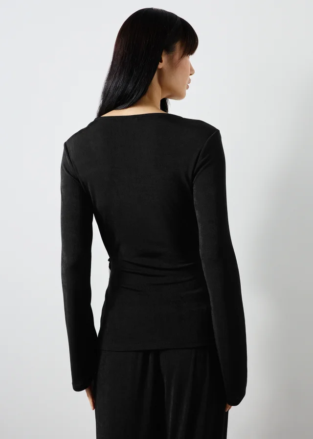 Black Wrap Front Co Ord Top