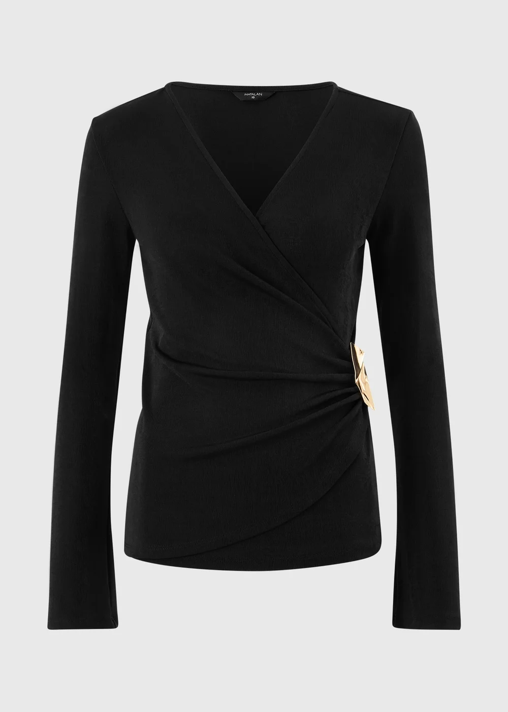 Black Wrap Front Co Ord Top - 8 Image 1