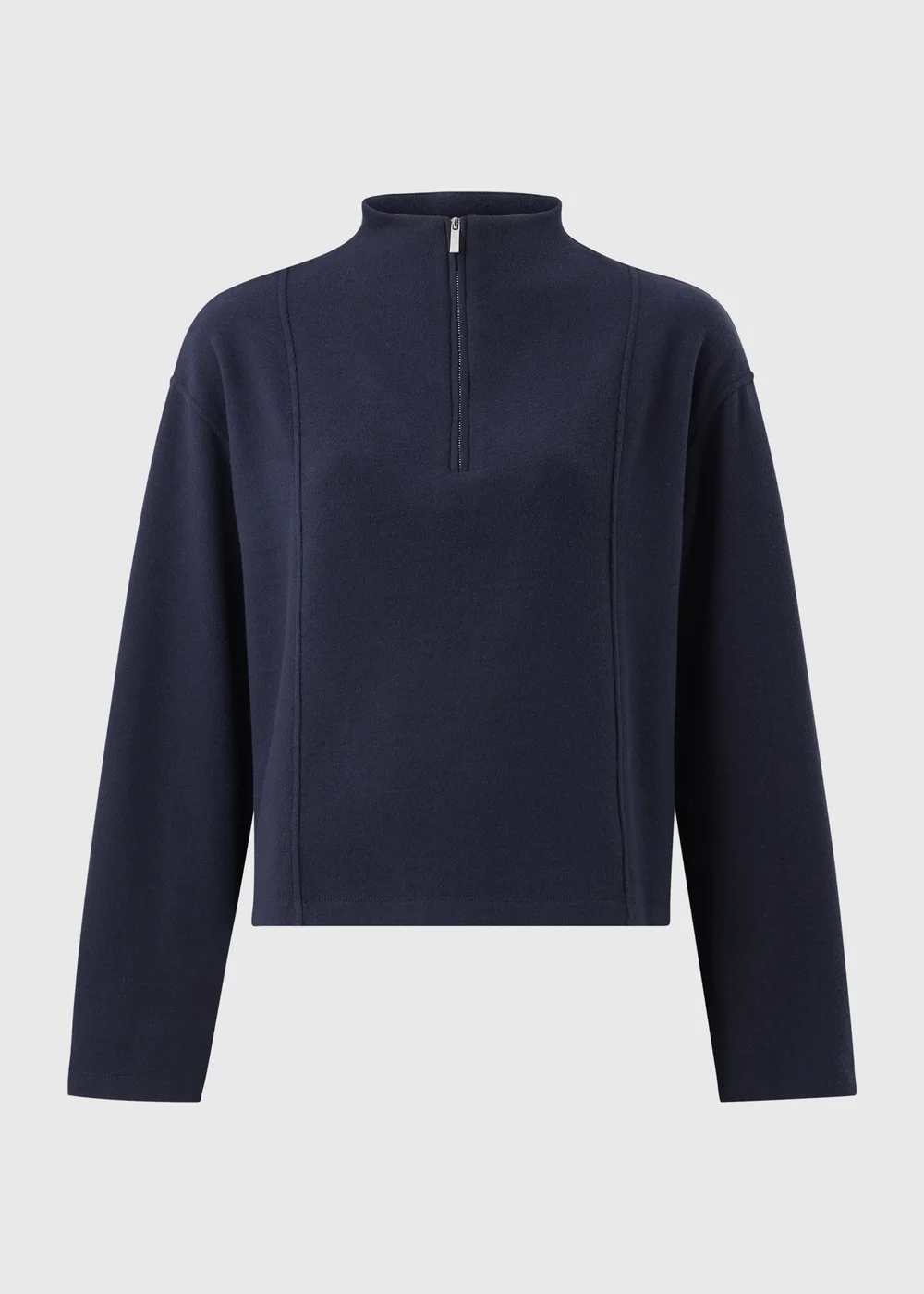 Navy Soft Touch Funnel Neck Quarter Zip Jumper - 8 Image 1