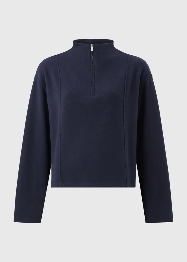 Navy Soft Touch Funnel Neck Quarter Zip Jumper
