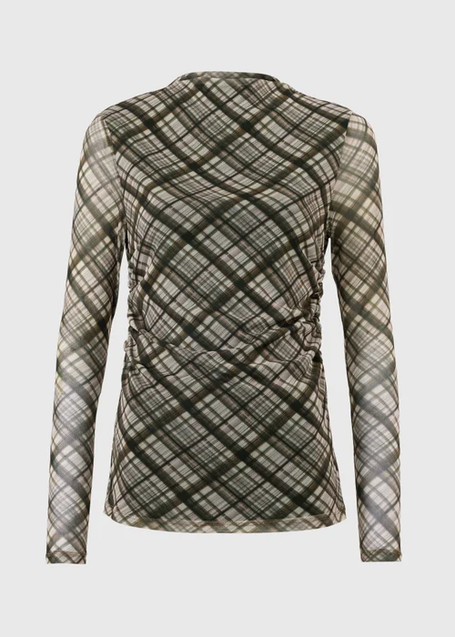 Brown Check Mesh Top - 8 Image 5