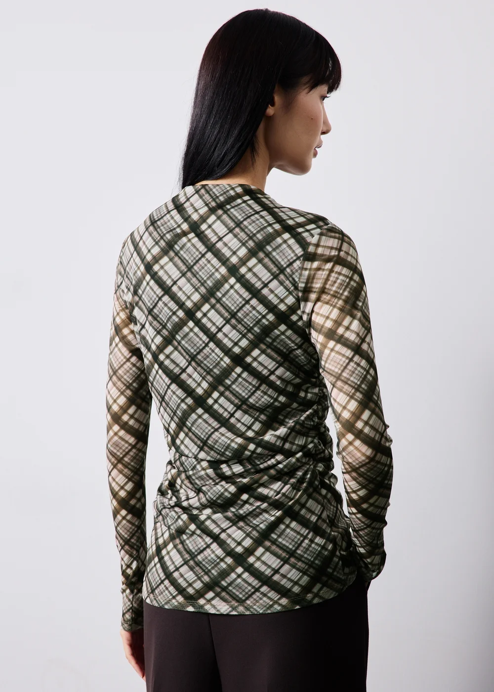 Brown Check Mesh Top - 8 Image 2