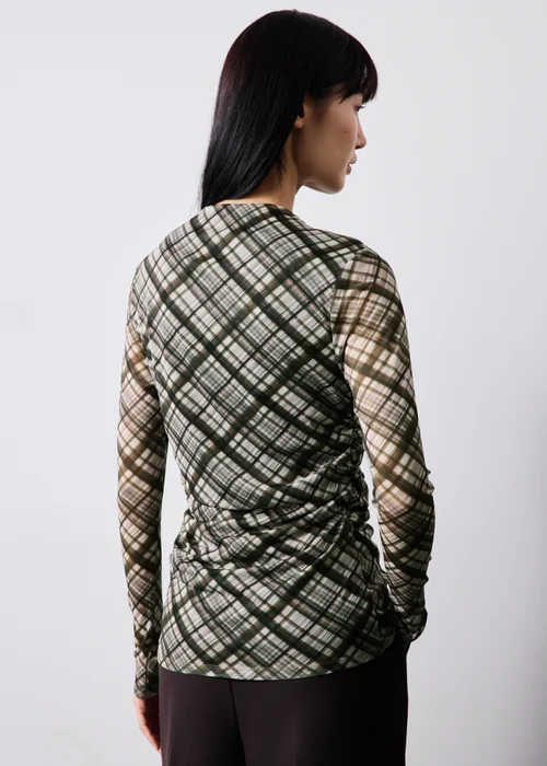 Brown Check Mesh Top - 8 Image 2