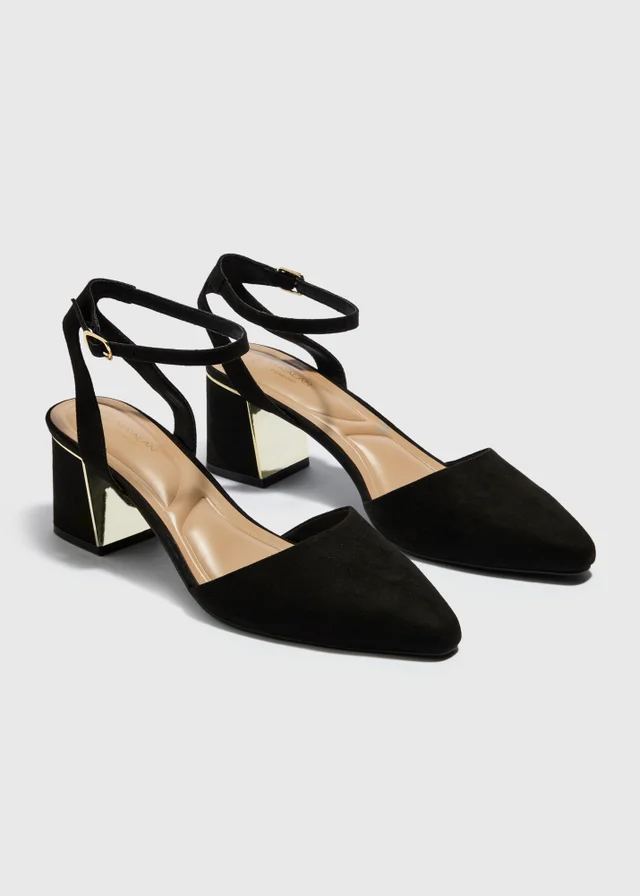 Black Wide Fit Block Heels
