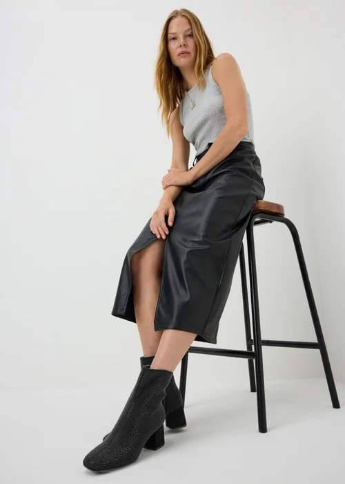 Black Rhinestone Heeled Boots - 3 Image 1