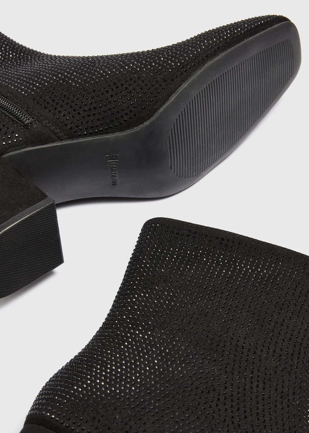 Black Rhinestone Heeled Boots - 3 Image 3