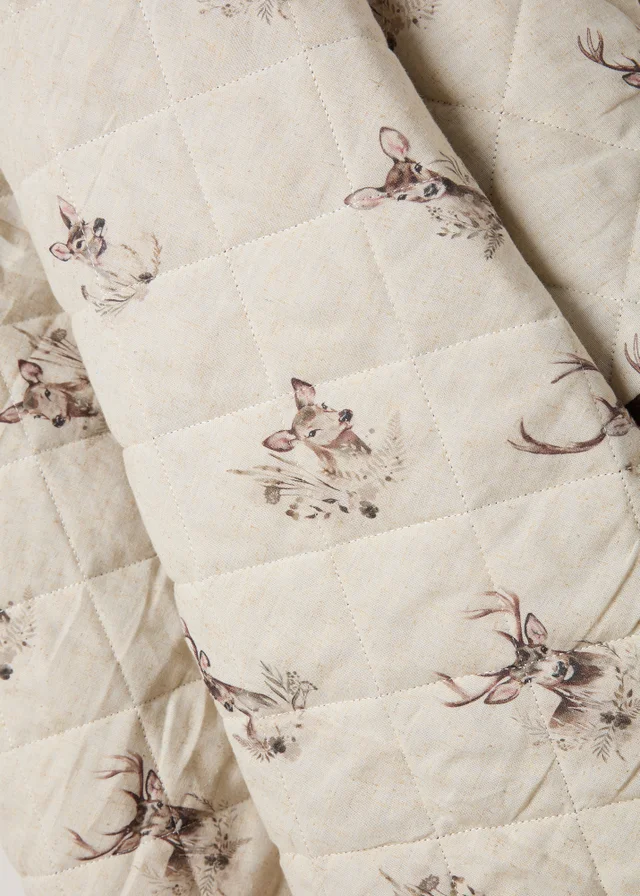 Cream Stag Embroidered Throw