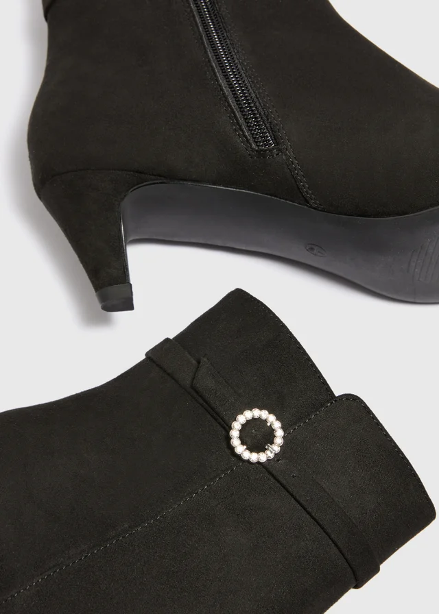 Black Diamonte Detail Ankle Boots