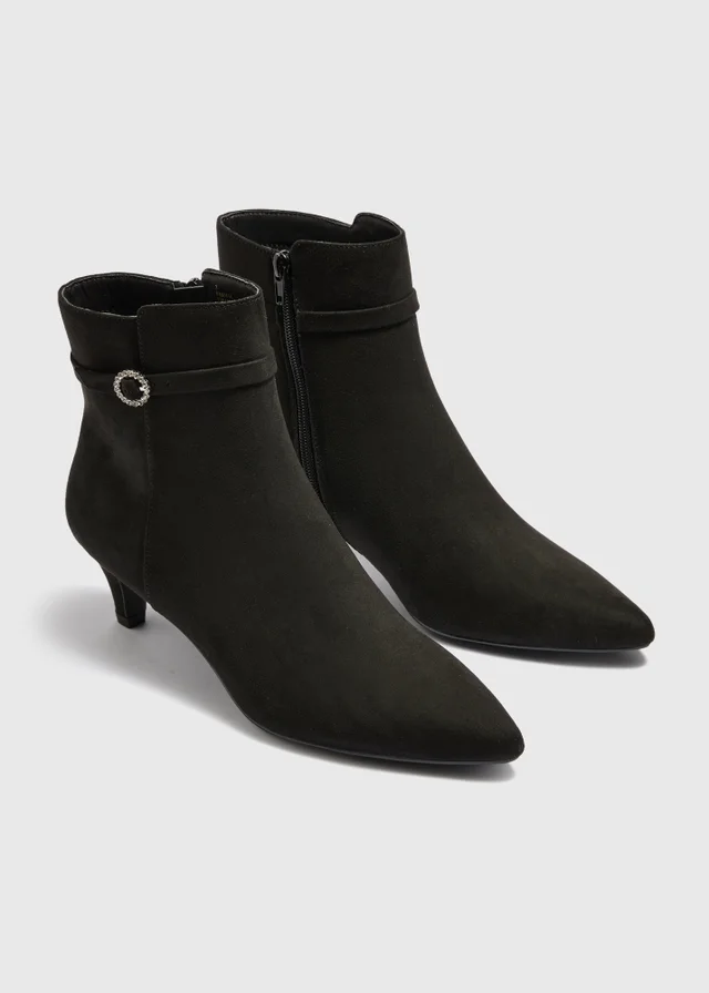 Black Diamonte Detail Ankle Boots