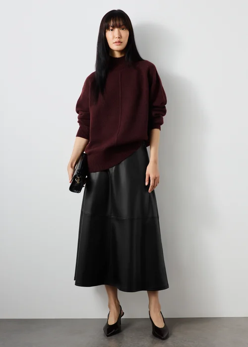 Black Faux Leather Pocket Skirt - 8 Image 4