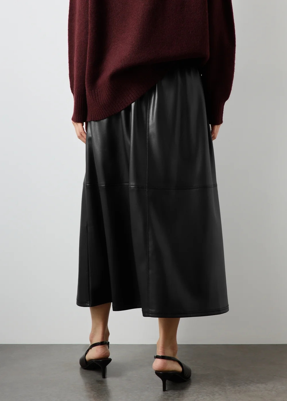 Black Faux Leather Pocket Skirt - 8 Image 2