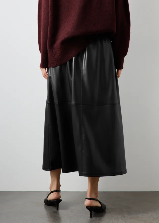 Black Faux Leather Pocket Skirt