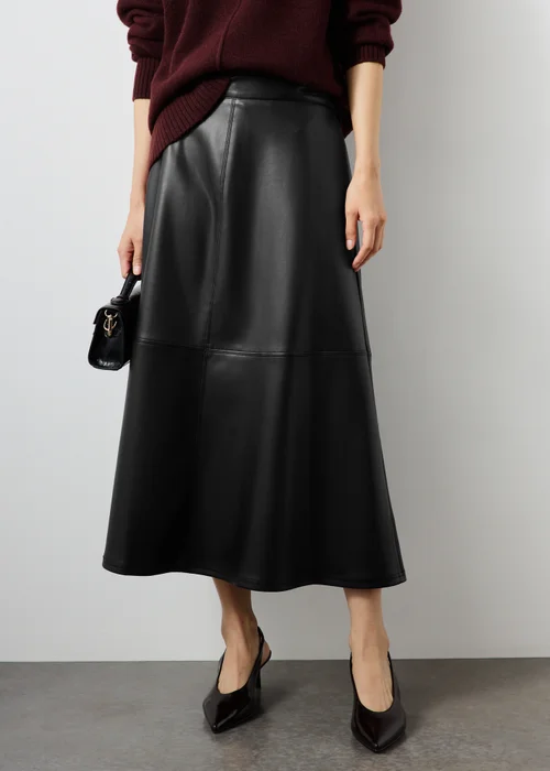 Black Faux Leather Pocket Skirt - 8 Image 1
