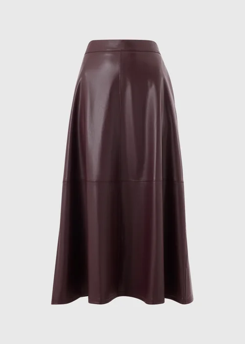 Burgundy Faux Leather Pocket Skirt - 24 Image 5