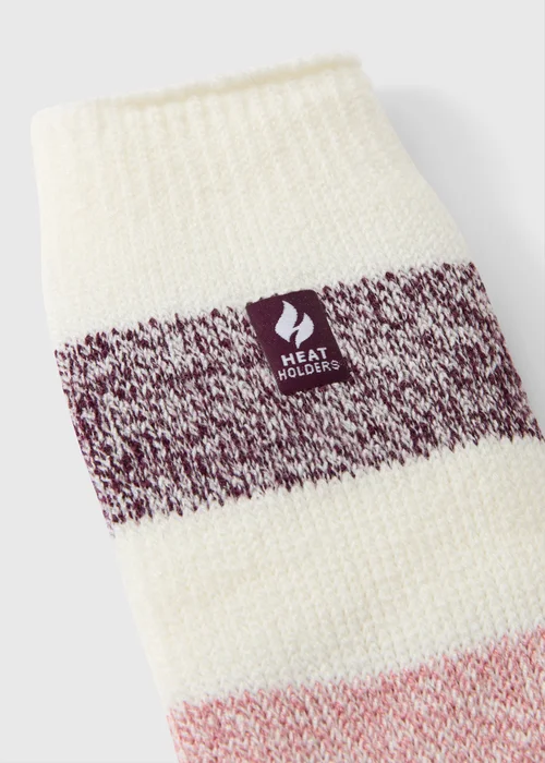 Pink/Cream Stripe Cosy Socks - One Size Image 2