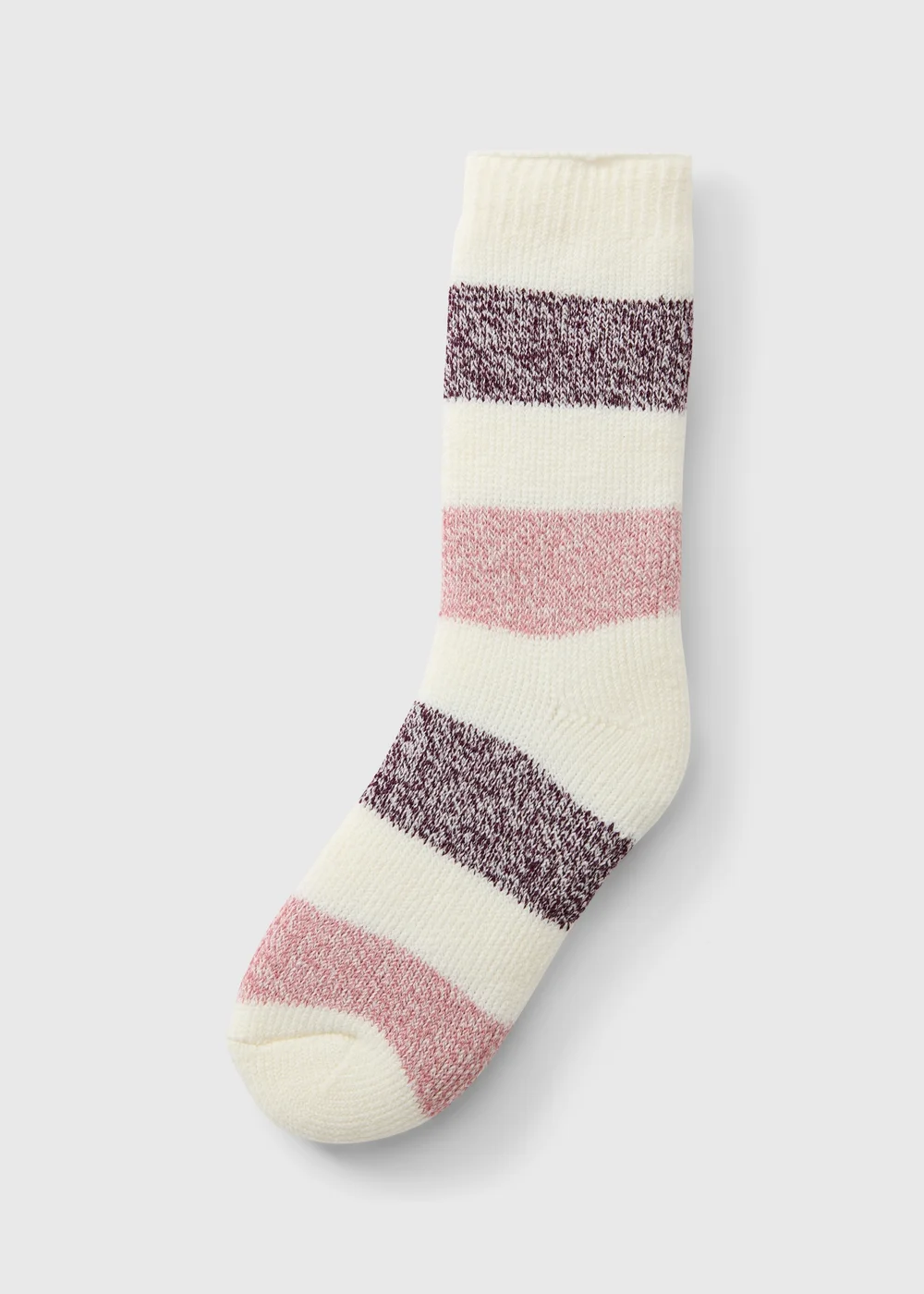 Pink/Cream Stripe Cosy Socks - One Size Image 1